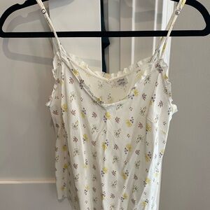 Wilfred (Aritzia) White Ruffled Sleeveless Camisole